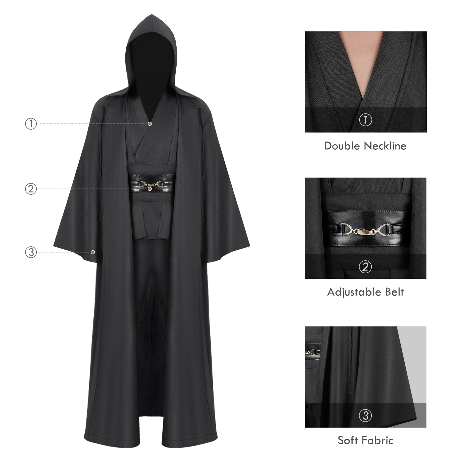 Dark Hooded Cosplay Robes - Saber Council